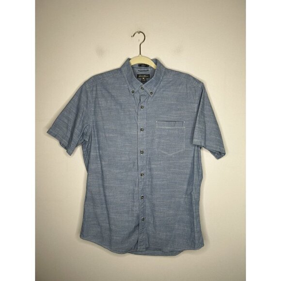 Eddie Bauer Men’s Classic Fit Button Down Shirt Blue Collared Size Medium - Picture 1 of 10